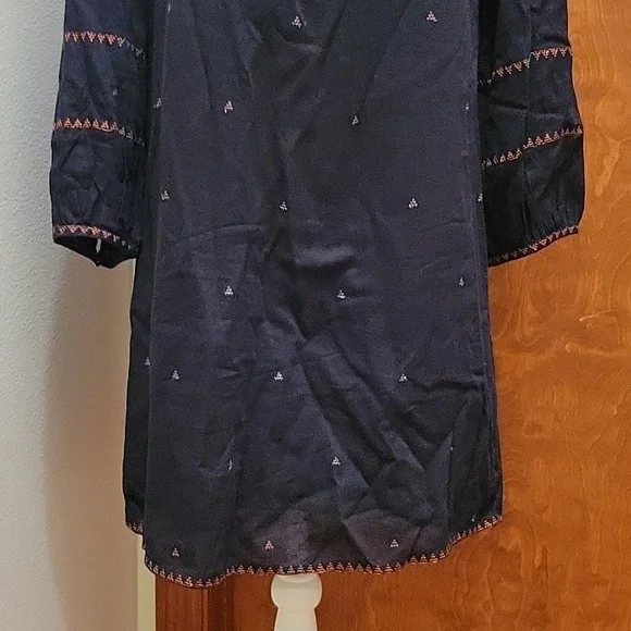Madewell | Black Embroidered Signal Dress with Orange Stitching in size Small - Picture 4 of 11